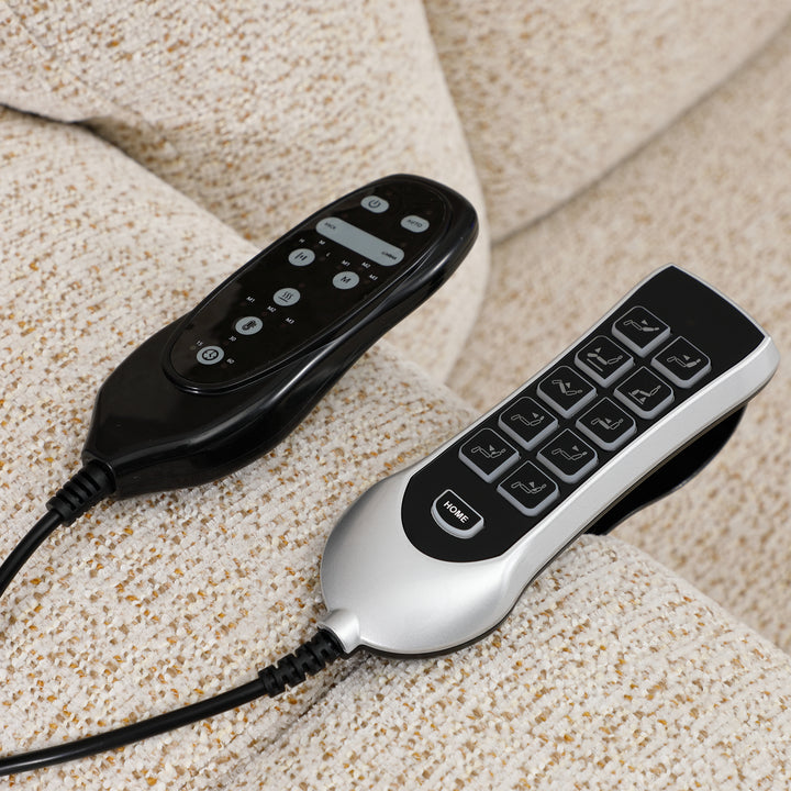 Dynox X5 dual remote control system · independent control of headrest, lumbar, backrest, footrest, and confident-stand motor · Designed in New Jersey